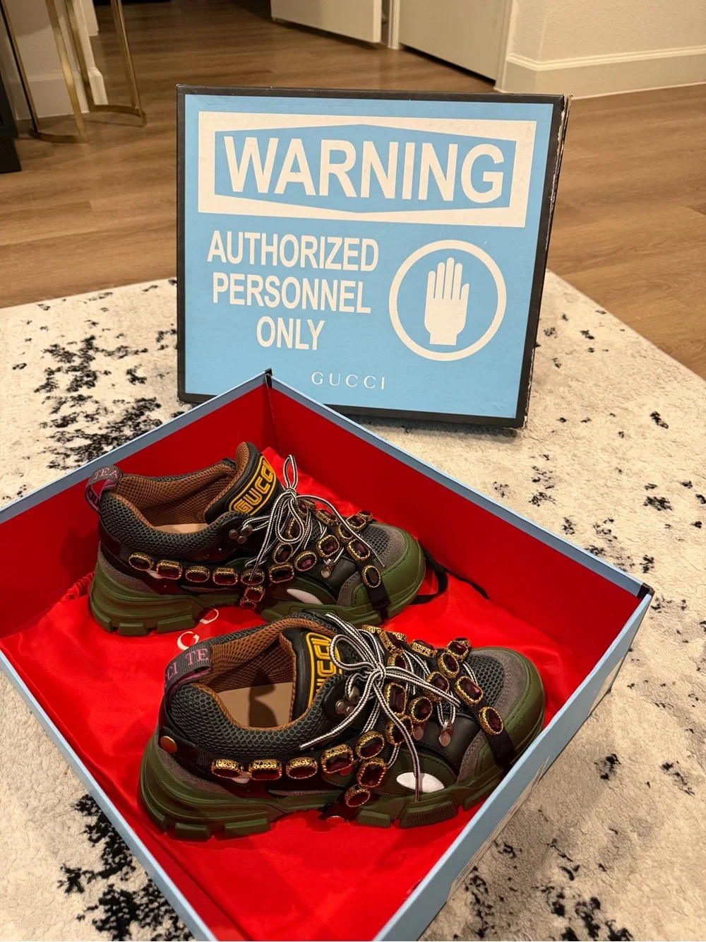 Gucci Olive Green Brown Multi-Accent Chunky Sneakers